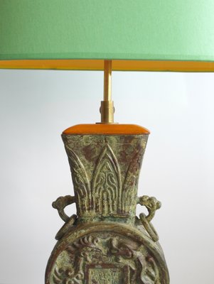 Vintage Chinese Archaic Style Bronze, Oriental Table Lamps Singapore