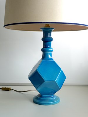 Blue Ceramic Geometric Table Lamp, Table Lamps Blue Ceramic