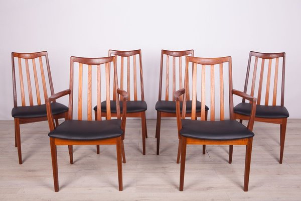 Mid Century Teak And Leather Dining Chairs By Leslie Dandy For G Plan 1960s Set Of 6 For Sale At Pamono