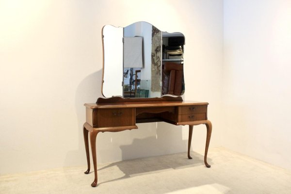 Dutch Mahogany Dressing Table With, Writing Desk Used As Vanity