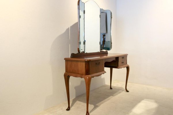 Dutch Mahogany Dressing Table with Mirror, 1950s for sale at Pamono