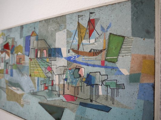 Peinture Moderniste Abstraite à bord, Italie, 1950s en vente sur Pamono