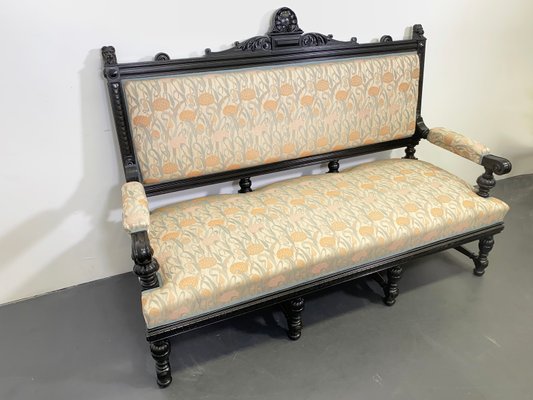 Art Nouveau Black And Floral Bench 1890s For Sale At Pamono
