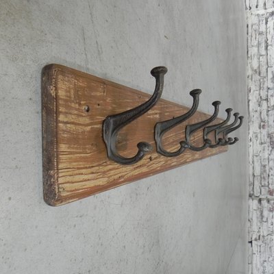 Wall Coat Rack With Cast Iron Hooks, Old Coat Rack For Wall