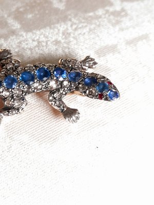 Broche Ancienne En Forme De Lézard - Bijou Vintage - Occasion Bon État