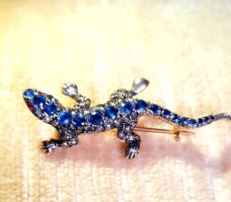 Broche ancienne argent & marcassites lézard - Montres & Bijoux