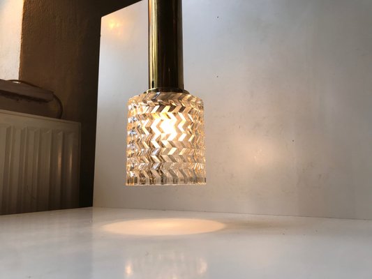 lampara colgante vintage de vidrio y laton de orrefors anos 60