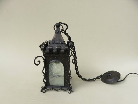 Piccola lampada forma palla stile lanterna marocchina ferro forgiato nero