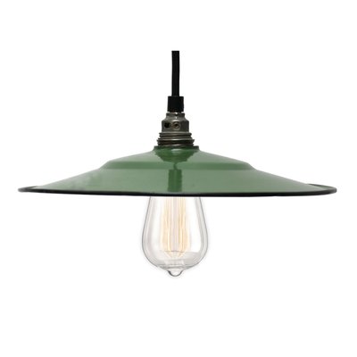 Small Mid-Century Industrial French Green Enamel Pendant Lamp for sale Pamono