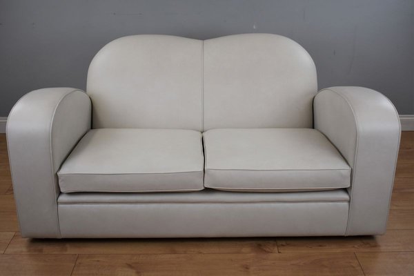 Vintage Art Deco Style 2 Seater Leather Sofa For At Pamono Art Deco Style 2 Seater Leather Sofa, Grey Leather Sofa And 2 Chairs