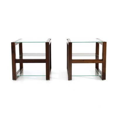 Italian Nightstands With Glass Tops 1960s Set Of 2 For Sale At Pamono