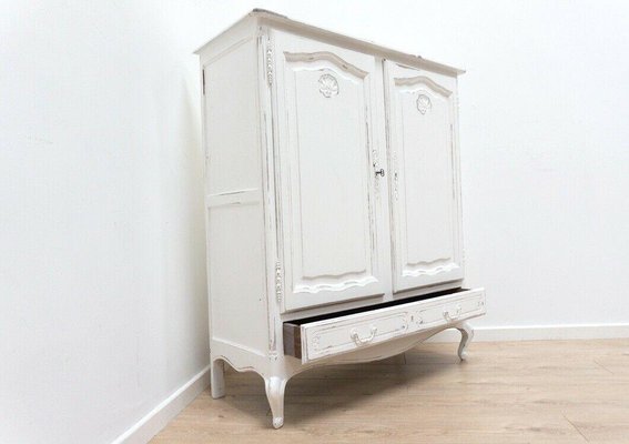Vintage White Distressed Larder Linen Storage Cupboard For Sale At Pamono