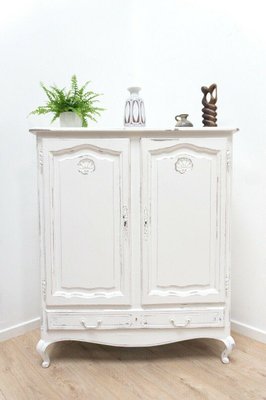 Vintage White Distressed Larder Linen Storage Cupboard For Sale At Pamono