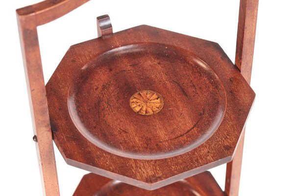 Antique Edwardian Inlaid Mahogany 3, Antique Wooden Cake Stand