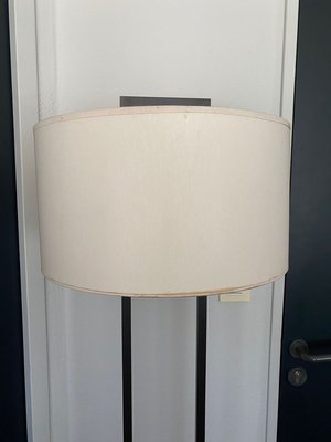 Black Metal Floor Lamp With White, Black And White Lampshade