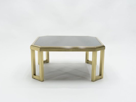 Brass Black Opaline Glass Coffee Table, Maison Jansen Brass And Glass Coffee Table