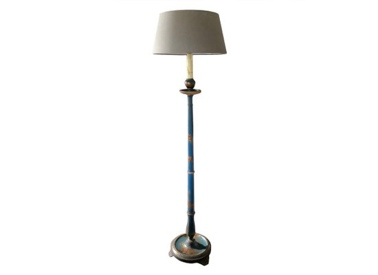 Blue Chinoiserie Floor Lamp 1950s For, Antique Torchiere Floor Lamp