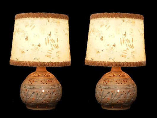 mid century pottery lamp