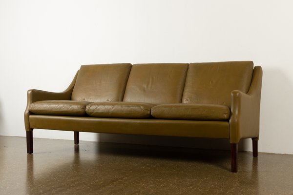 Vintage Danish Olive Green Leather Sofa 1960s For At Pamono Vintage Danish Olive Green Leather Sofa, Vintage Modern Furniture Cleveland
