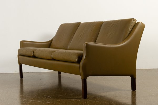 Vintage Danish Olive Green Leather Sofa 1960s For At Pamono Vintage Danish Olive Green Leather Sofa, Vintage Modern Furniture Cleveland