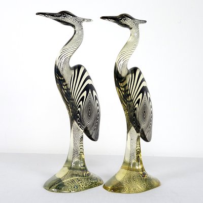 Large Mid-Century Acrylic Glass Herons by Abraham Palatnik, Set of