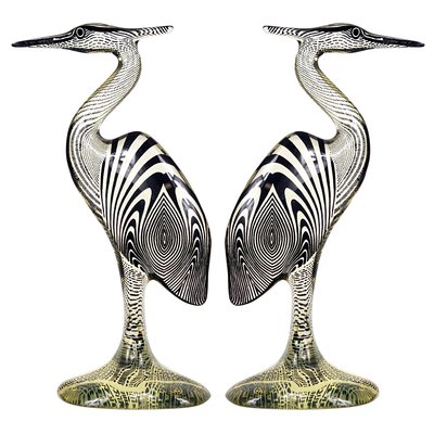 Large Mid-Century Acrylic Glass Herons by Abraham Palatnik, Set of