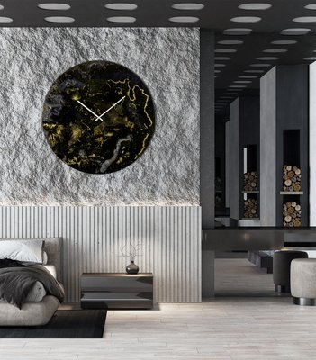 Orologio da parete grande moderno con luce nera e dorata di Craig Anthony  in vendita su Pamono