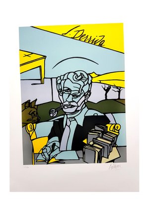 Valerio Adamiヴァレリオ・アダミPortrait Dissimulé Valerio Adami - Jacques Derrida - Original Signed Lithograph 2014