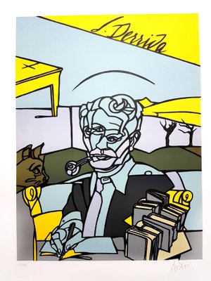 Valerio Adami - Jacques Derrida - Original Signed Lithograph 2014