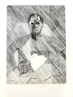 Jacques Villon - Cubist Man - Original Etching 1949 for sale at Pamono
