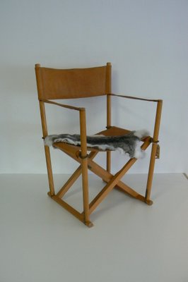 Model MK16 Leather Folding Chair by Mogens Koch for Interna for
