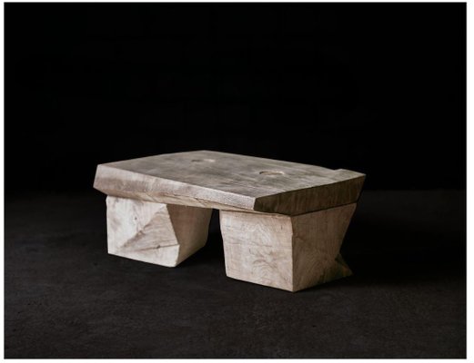 Original Sculpted Low Table In Oak Wood Denis Milovanov For Sale At Pamono