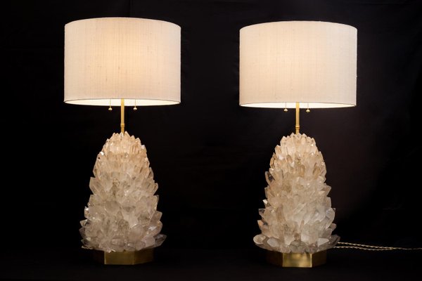 Pair Of Natural Crystal Table Lamps Signed By Demian Quincke For Sale At Pamono