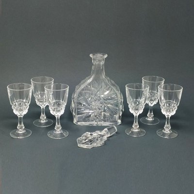 Mid-Century Crystal Glass Brandy Decanter Bottle