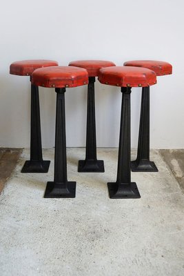 Vintage Art Deco Cast Iron Bar Stools, Set Of 5 Bar Stools