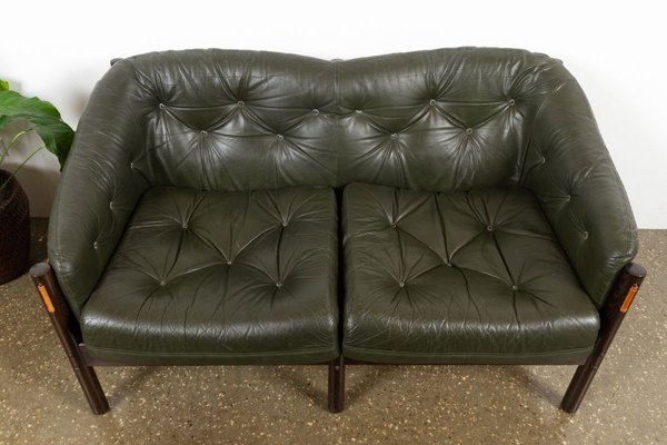 Vintage Green Leather Living Room Set, Green Leather Sofa Set
