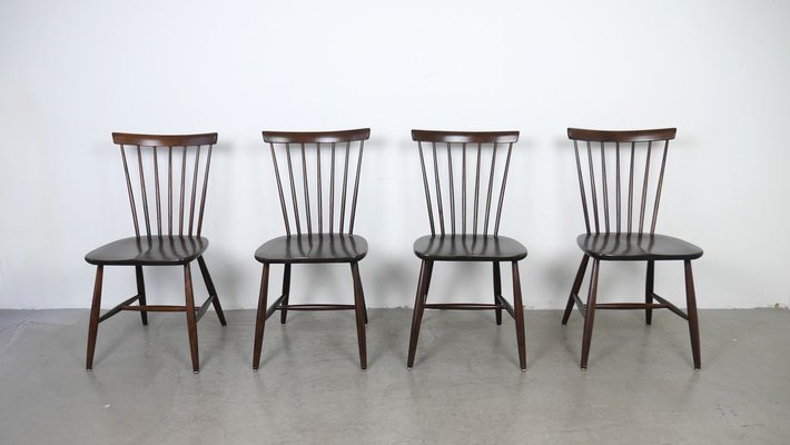 Swedish Dark Brown Wooden Dining Chairs By Erik Fryklund For Hagafors 1950s Set Of 4 Bei Pamono Kaufen
