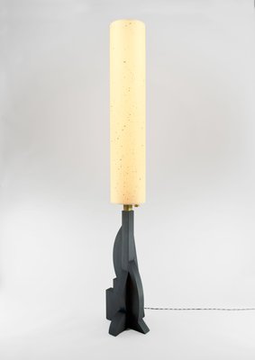 Tower Floor Lamp With Geometric Oak, Floor Standing Paper Lamp