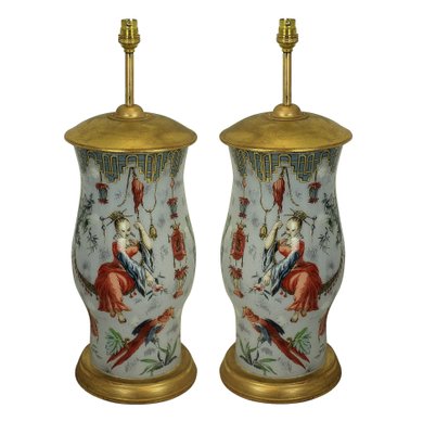 vintage hand painted table lamps