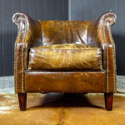 Vintage Brown Leather Armchair For, Brown Leather Reading Chair