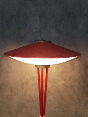 red tripod floor lamp