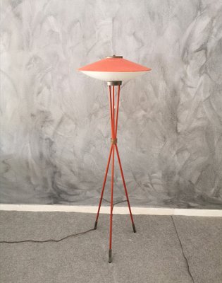 red tripod floor lamp