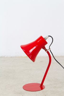 small red table lamp