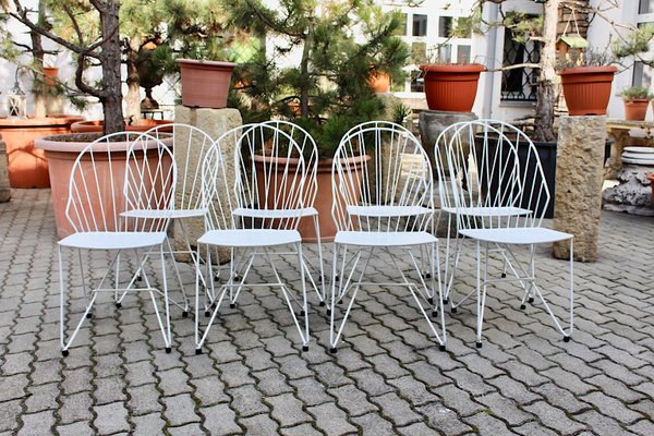 Mid Century Austrian White Armchairs J O Wladar V Modlhammer For Sonett 1950s Set Of 8 For Sale At Pamono