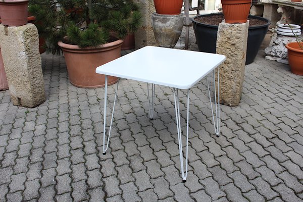 Mid Century White Metal Garden Table by J.O.Wladar V. M dlhammer for Sonett 1950s
