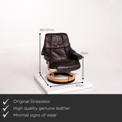 Dark Brown Leather Reno Relaxation Armchair Stool From Stressless Set Of 2 For Sale At Pamono