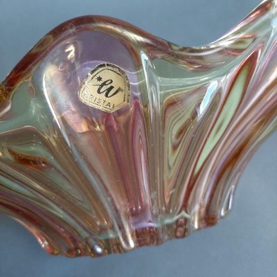 Grosse farbige Glasschale aus Böhmen. 1960