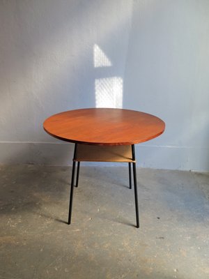 Mid Century Teak Side Table With Rattan Shelf 1950s For Sale At Pamono