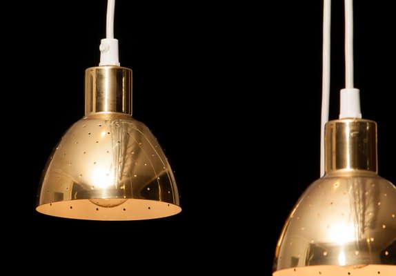 Brass Pendant Lamps by Hans Agne Jakobsson for Markaryd, Sweden, 1960s, Set of 4 Brass Pendant Lamps by Hans Agne Jakobsson for Markaryd, Sweden, 1960s, Set of 4