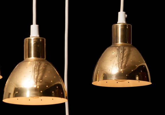 Brass Pendant Lamps by Hans Agne Jakobsson for Markaryd, Sweden, 1960s, Set of 4 Brass Pendant Lamps by Hans Agne Jakobsson for Markaryd, Sweden, 1960s, Set of 4